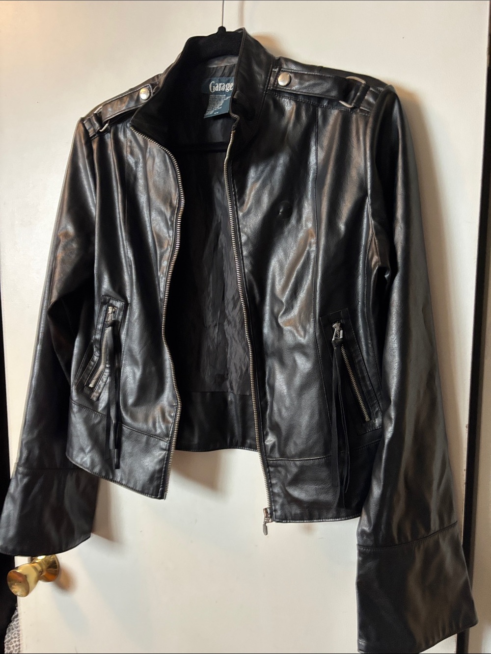 Y2K/2010s Vegan leather mock neck jacket - Garage brand - size M